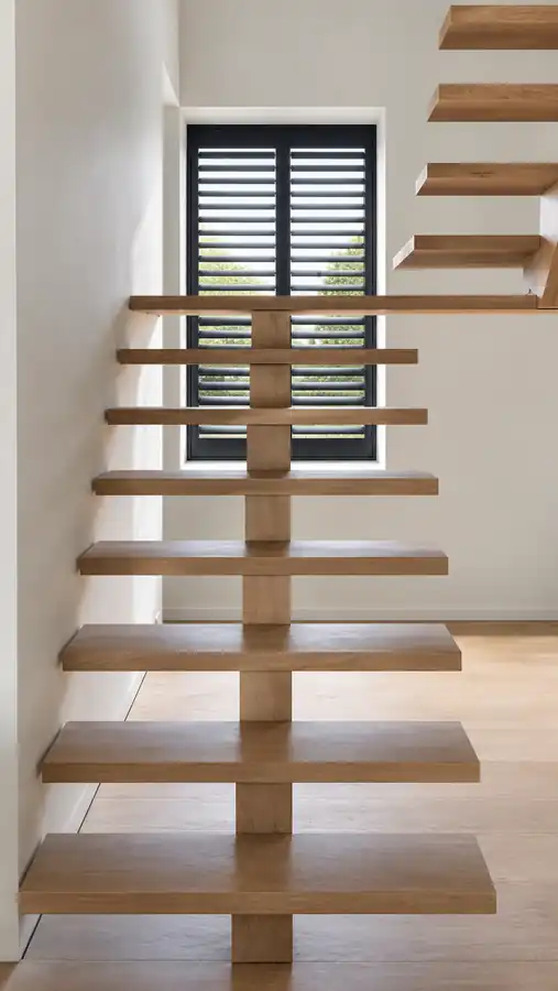 Schwarze Shutters an einer offenen Treppe in Bilzen